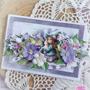 Kartka z dziewczynką w kapeluszu