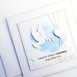 Kartka z gołębicą minimalistyczna na Chrzest