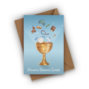Kartka z okazji Komunii Świętej- Kielich komunijny