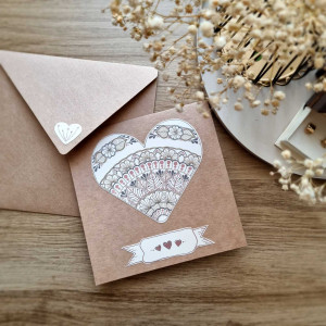 Kartka z sercem kremowa #1