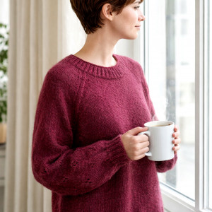 Klasyczny sweter, reglanowy rękaw - ciemna fuksja