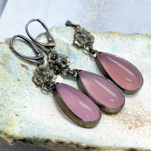 Kobiecy komplet ze srebrnymi kwiatami a886