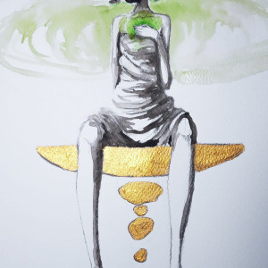 "Kobieta zen" akwarela artystki Adriany Laube