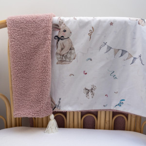 Kocyk bawełna Urodzinowe króliczki  baranek