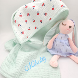 Kocyk niemowlęcy bawełniany haftowane imię dziecka