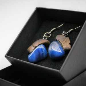 Koczyki „agaty niebieskie ” - pirografia, jewellery prezent