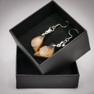 Koczyki „kwarc różowy ” - pirografia, jewellery prezent