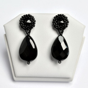 Kol, eleganckie kolczyki z onyksem, beading