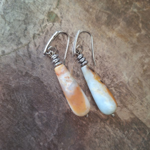 Kolczyki amazonit bigle ciemne