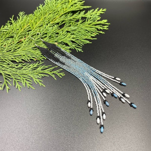 kolczyki bardzo długie czarno-szaro-białe #504