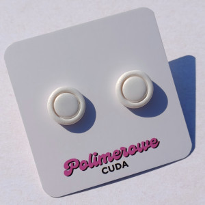 Kolczyki białe wkrętki kółka - AURORA