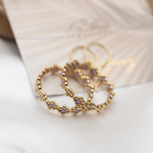 KOLCZYKI CELESTE RĘCZNIE SZYTE, SREBRO POZŁACANE 24K ZŁOTEM.