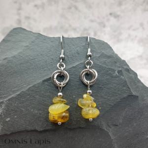 Kolczyki chainmaille - opal afrykański