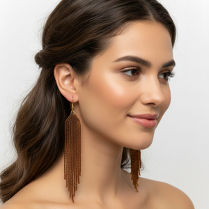 Kolczyki Chocolate Długie Kolczyki Beadingowe - Głęboki Brąz (13,5 cm)