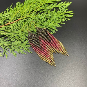 Kolczyki cieniowane brązowo malinowo złote #1023