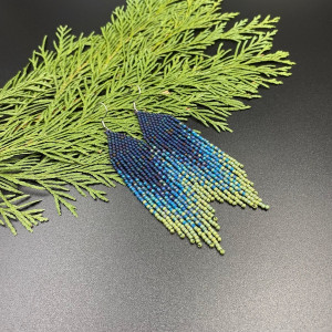 Kolczyki cieniowane granatowo morsko zielone #1026