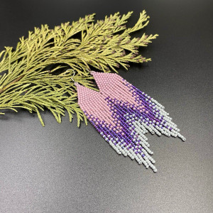 Kolczyki cieniowane - liliowo fioletowo szare #989