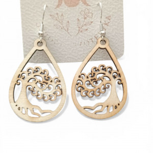 Kolczyki drewniane DRZEWO ŻYCIA