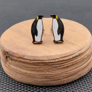 Kolczyki drewniane PINGWINY