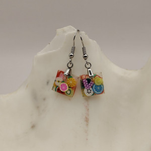 Kolczyki Fruit Cube – kolorowe kosteczki z owocami