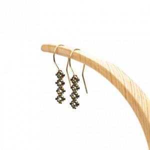 KOLCZYKI GEOMETRA EARTH RĘCZNIE SZYTE, SREBRO POZŁACANE 24K ZŁOTEM.