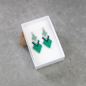 Kolczyki geometryczne z koralików - turkusowe