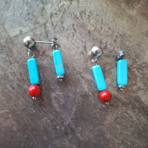 kolczyki howlit podwójne sztyfty