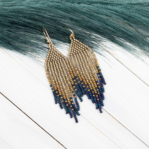 Kolczyki indiańskie krótkie stare złoto - granat