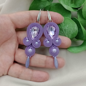 Kolczyki klipsy lawendowe fioletowe sutasz