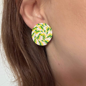 Kolczyki koła sztyfty sutasz żółto zielone