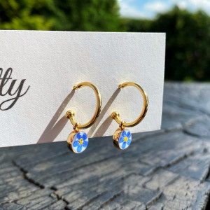 Kolczyki koła z niezapominajką