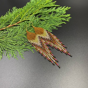 KOLCZYKI KORALIKOWE ETNO - bursztynowe #1016