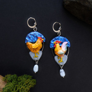 Kolczyki “kura i kogut”