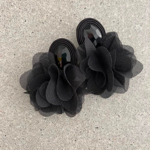 Kolczyki kwiat BOHO czarne, glamour