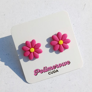 Kolczyki kwiatki różowe sztyfty