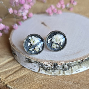 Kolczyki kwiaty biała gipsówka