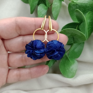 Kolczyki kwiaty kobaltowe wesele niebieskie