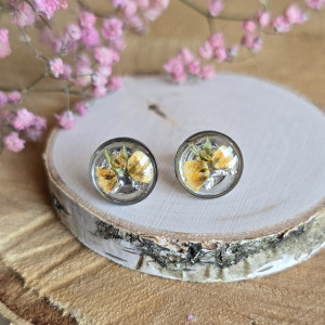 Kolczyki kwiaty żółta gipsówka