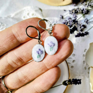 Kolczyki Lawenda jasna mini 2