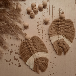 kolczyki listki boho ze sznurka jutowego