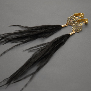 kolczyki lub klipsy  z czarnymi piórami