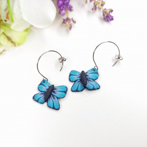 Kolczyki małe niebieskie motyle