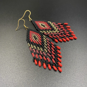 Kolczyki mini indiańce - czerwone #711