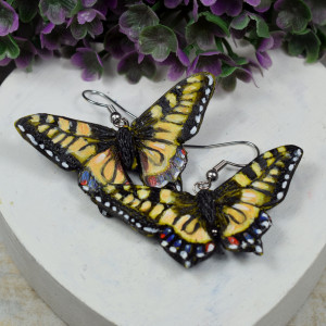 Kolczyki Motyle - pastelowy żółty