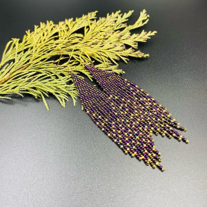 Kolczyki nakrapiane fioletowo - złote #991