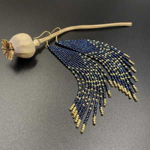 Kolczyki nakrapiane granatowo - złote #990