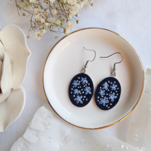 Kolczyki Niezapominajki nocą duże owalne