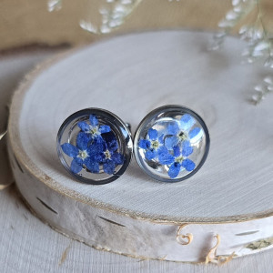 Kolczyki niezapominajki wkręty srebrne