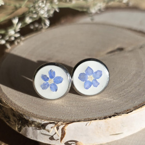 Kolczyki niezapominajki wkręty srebrne kwiaty