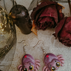 Kolczyki - Pająki Skakuny (z żywicy)